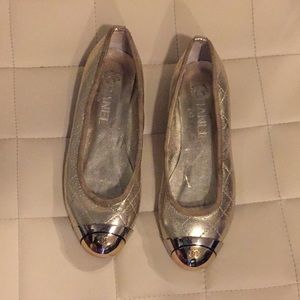 CHANEL Gold ballet flats